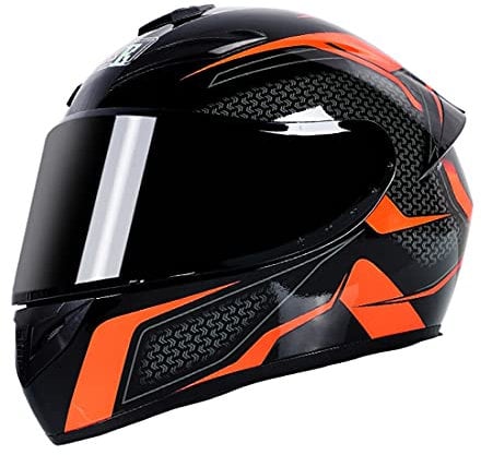 Motorradhelme Integraler Flip-Up Crash Motorradhelm mit herunterklappbarer Sonnenblende Scooter Motocross Racing Helme für Herren Damen,DOT/ECE Zertifizierung (Orange,M(55~57cm))
