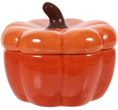 Uonlytech Pumpkin Candle Holder Halloween Pumpkin Tea Light Holder Ceramic Candlestick Cup Sugar Candy Bowl with Lid Spice Coffee Tea Jar Organizer Canister Home Decor