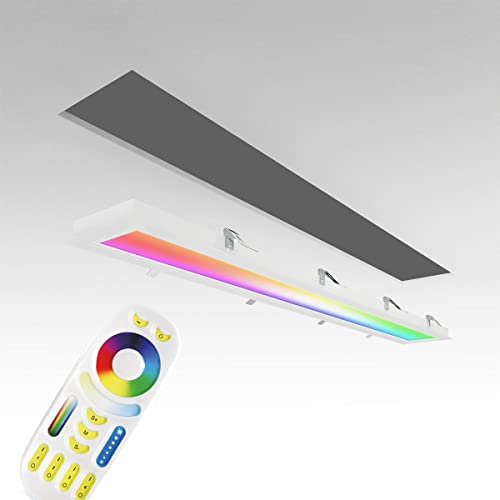 LongLife LED RGB+CCT LED Panel 120x15cm inkl. MiBoxer Smarthomesteuerung 24W 24V Rahmen weiß - Panelmontage: Einbaurahmen weiß Deckenleuchte Einbauleuchte Deckenpanel…