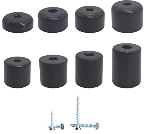 Marcopol Lot de 8 pieds de meubles ronds en plastique, Ø 50 mm, Noir