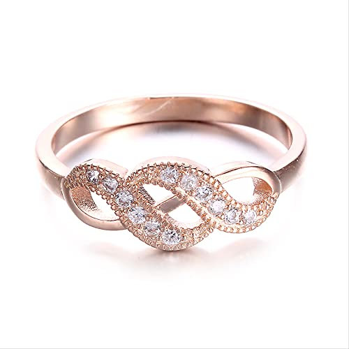 DJMJHG Rose Gold Farbe Ringe Für Frauen Eleganter Ring Mit Österreichischen Kristall Bijoux Vintage Schmuck Damen Zubehör 9