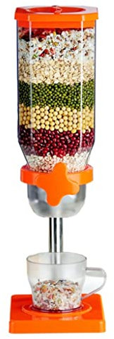 Single Cereal Dispenser,Multifunctional Oatmeal Machine Rotation Outputfor Hermetically Sealed Food Dispenser Household (Color : Orange)