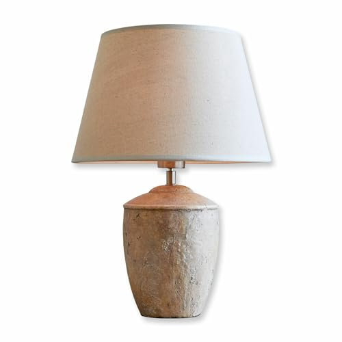 LOBERON Tischlampe Verfaille, Keramik, Leinen, Eisen, H/Ø ca. 43/32 cm, antikcreme