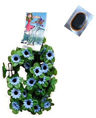 Fahrradgirlande Blumengirlande 120 cm Sonnenblume in blau inkl. 1 x Schlauchflicken