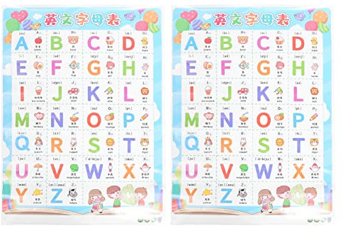 NUOBESTY 2 Blätter Englisches Alphabet Englisch Lernen Poster Abc-wandtafel Alphabet-bildungsaufkleber Alphabet-lehrposter Wandtattoos Für Kinder Pvc Klebrig Kleinkind Es Kann Sich Bewegen