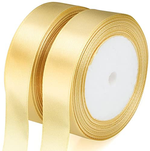 G2PLUS Champagner Gold Geschenkband 20mm,44M Schleifenband Gold, Satinband zum Bastel, Gold Dekoband für hochzeit, Weihnachten, Geschenk