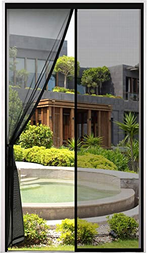 ENGROSAR Mosquitera Puerta Magnetica, 100x210CM Cortina Mosquiteras Magnética para Puerta,Cortina Puerta Exterior de Balcón/Patio, Se Cierra Automáticamente, Fácil Instalación sin Taladrar (Negro)