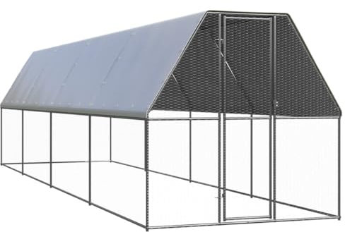 vidaXL Outdoor Hühnerkäfig 2x8x2m Verzinkter Stahl Hühnerstall Freilaufgehege