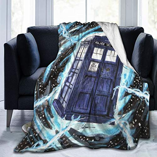 YINGD Tardis Home bedruckte Flanelldecke, weich und bequem, Überwurfdecke, warm, Anti-Pilling-Bettdecke für Sofa, Couch, Schlafzimmer, 150 x 200 cm