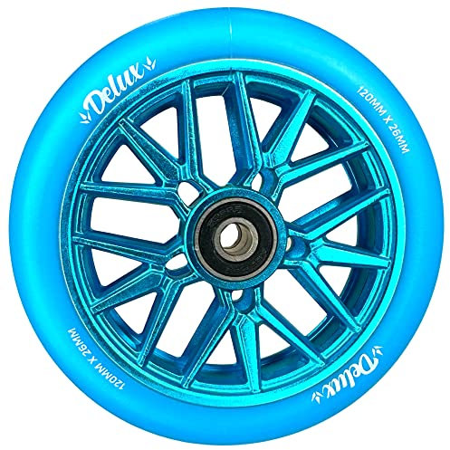 Blunt Hollow Core Stunt-Scooter Wheel Park I Trick I Tret I Roller I Ersatz I Rad I Rolle IAluminiumI Abec 9 Kugellager I Freestyle I+Fantic26 Sticker (Deluxe Türkis/Blau, 120mm)