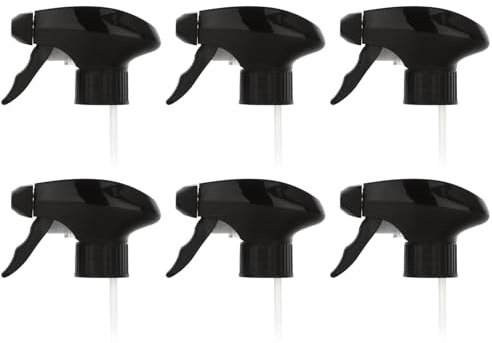6 x Trigger Sprayer Spray Bottle Top Replacement Trigger Spray Nozzle Head For Garden, Cleaning, Kitchen, Home, Office, Plant Misting, Water, Car Detailing, Standard Neck Fit 28-410, Black