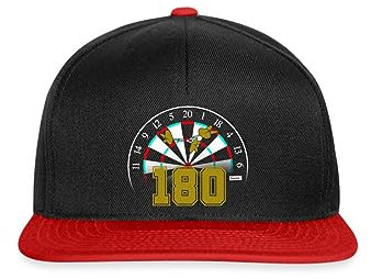 Spreadshirt 180 Dart Geschenk Darts Geschenk Für Dartspieler Fan Hariz Snapback Cap, One Size, Schwarz/Rot