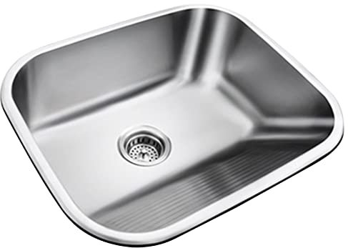 Fadiadem Lavabos à Linge de Salle de Bain Lavabo, évier à cuve Unique en Acier Inoxydable Bassin de Nettoyage de Piscine à Linge, lavabo de comptoir épaissi avec kit de vidange