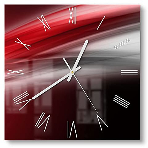 DEQORI Glasuhr | 30x30 cm | Motiv Energiegeladener Schweif | ausgefallene leise Design Uhr aus Glas | Wanduhr für Wohnzimmer & Küche | moderne Hingucker Uhr für die Wand