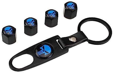 4 Stück Skelette Metall Ventilkappen Auto Personalisiert Staubkappen Für Auto Motorräder Fahrrad,Blau