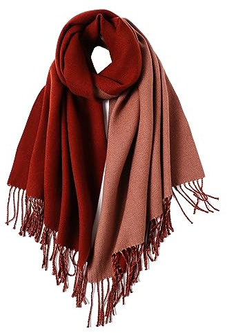 MaaMgic Schal Damen Pashmina Stola Warm Zweifarbig mit quasten/fransen Tücher für Frauen Abendkleider Hochzeit Festlich xxl Schals Herbst Winter Einfarbig Deckenschal MEHRWEG