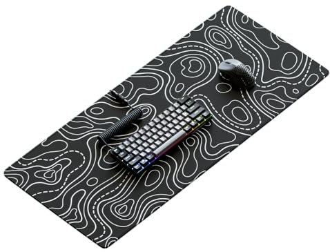 Kraken Keyboards DRIP XXL schwarzes topografisches Gaming-Mauspad – professionelles schwarzes Mauspad – schwarze Gaming-Schreibtischunterlage – 91.4x40.6 cm verlängertes Mauspad (schwarze Topographic)