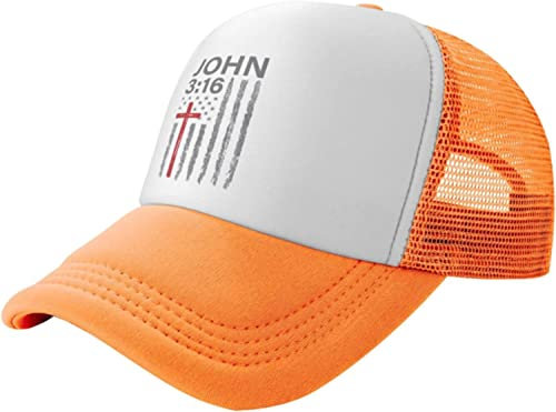 501 Herren Damen Trucker Kappe John 3:16 Faith Cross American Flag Patriotic Distressed Basecap Verstellbar Outdoor Hut Vintage Baseballkappe Für Sport Golf Laufen