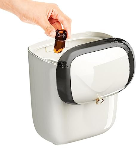 pologmase Papelera para armario | cocina sobre la puerta con tapa | Papelera de gran capacidad, papeleras adhesivas traseras para pared, mesa, puerta trasera, baño
