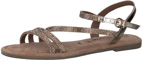 Tamaris Damen Sandalen Leder Sommer; GOLD GLAM/metallic; 40 EU