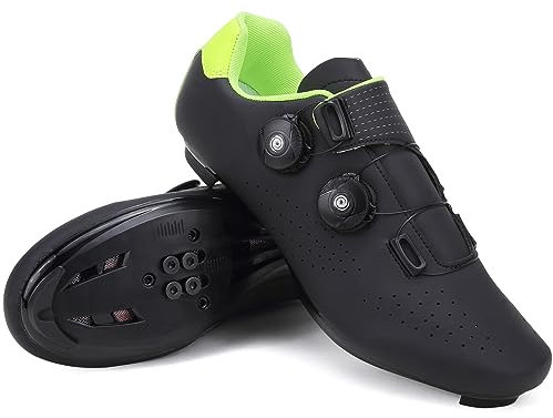 Hixingo Cycling Shoes Mens, MTB Bicycle Shoes Road Mountain Bicycle Shoes, Unisex Non-Slip Breathable Bike Sneaker with SPD/SPD-SL Compatible Cleat Shoe Black