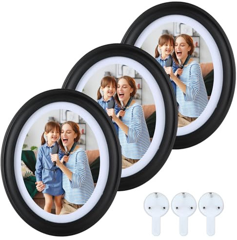 Voittozege Lot de 3 cadres photo ovales classiques en bois noir avec vis de montage et crochets, 20,3 x 25,4 cm