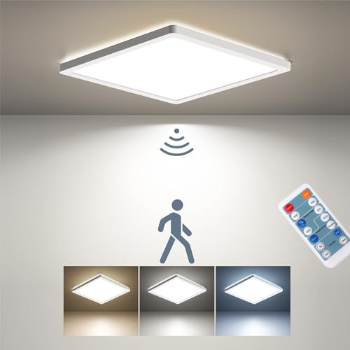 BLNAN Plafoniera LED 18W con Rilevatore di Movimento Radar e Telecomando. Perfetta per Bagno, Corridoio, Scale, Toilette, Garage, Cantina e Balcone. Dimmerabile e Facile da Installare 22cm