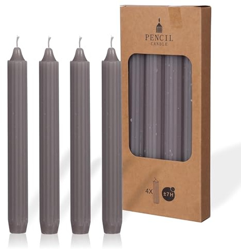 Comforder Stavljus 4-pack, Enfärgade och Räfflade, 20 cm (Grå)