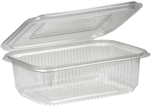 Mega Packaging Clear Plastic Hinged Take Out Containers Disposable Clamshell Food Cake Containers with Lids - Best for Dessert, Cakes, Cookies, Salads, Pasta, Sandwiches (1000cc - 100Pack)
