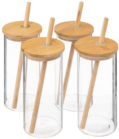Secret de Gourmet - Set 1 krug + 4 gläser mit strohhalmen aus glas und bambus