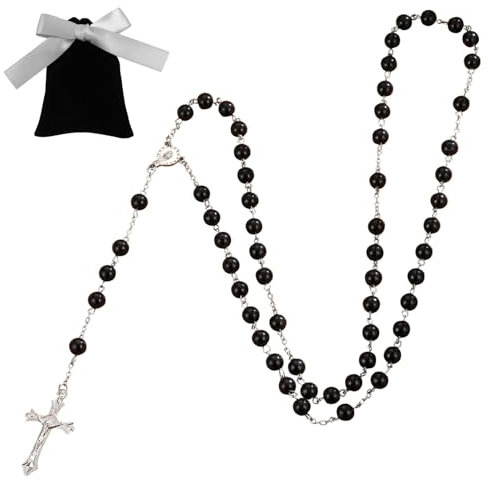 KIKVTER Rosenkranz Katholisch, Rosenkranz Kommunion Halskette, Kreuz Kette, Kommunion Gastgeschenk für Mädchen Jungen