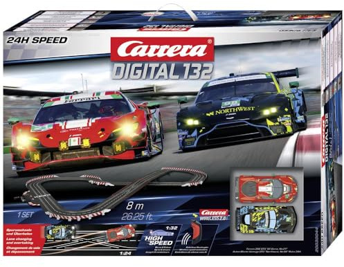 Carrera Digital 132 | 24h Speed (FOB) Rennbahn-Set | Carrera Bahn und lizensierte Slotcars | bis zu 6 Spieler | Für Kinder ab 8 Jahren & Erwachsene