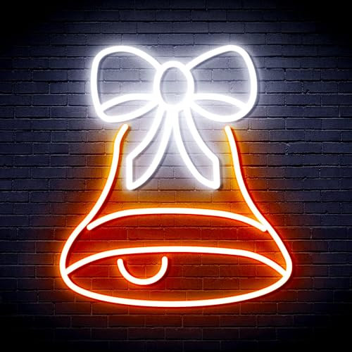 ADVPRO Weihnachtsglocke mit Band, flexibles Silikon-LED-Neonschild, Weiß und Orange, st16s66-fnu0111-wo