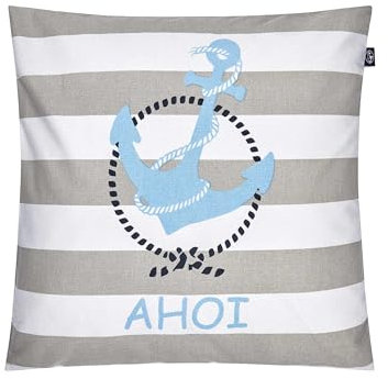 SCHIETWETTER Accessoire Kissenbezug AHOI 50x50cm, Kissenhülle, Zierkissen, Dekokissen, gestreift, Anker, maritim