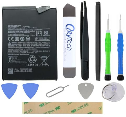 OnlyTech - Kit de reparación de batería premium BN59 para Xiaomi Redmi Note 10/10S, 5000 mAh, calidad original con 10 herramientas y adhesivo