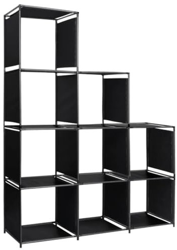 LVHUIDEH Stufenregal mit 9 Fächern, Freistehendes Regal offen, Stufenregal, Ordnungssystem für Deko, Wohnzimmer, Schlafzimmer, Büro 130 x 45 x 170 cm Stoff
