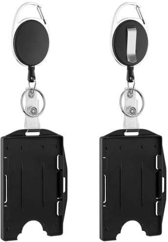Mecool 2 supporti per badge retrattili a doppio sided ID Card Badge Holder Retractable Lanyard Retractable Keyring Badge Reel with Carabiner Clip