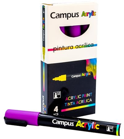 Campus Acrylstifte, Packung mit 2 mm Rundspitze, Permanentmarker auf Wasserbasis, undurchsichtig und schnell trocknend (Violett)