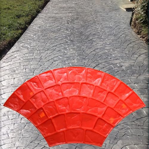 Jievmrs Beton Schablonen Sektorförmige Betonstempelformen, Realistisches Polyurethan-Texturform-Abdruckkissen, Dekorative Betonböden Stempelwerkzeuge Texturmatte