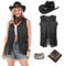 Dzorim Cowgirl Kostüm Damen Western Cowgirl Hut Cowboy Outfits Damen Mädchen mit Hat Scarf Wristband für Karneval (Black, L)