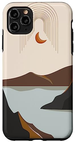iPhone 11 Pro Max Boho Mid Century Modern Moon Rainbow Nature Mountain Scene Case