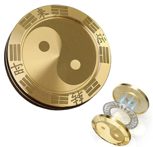 Bkemkri Juguete Deslizante para Ansiedad, Metal Juguete Deslizante, Sensorial Juguete de Mano Deslizador, Deslizador de Monedas de Cobre, Lucky Coin Spinner, Tai Chi Metal Fidget Slider Coin
