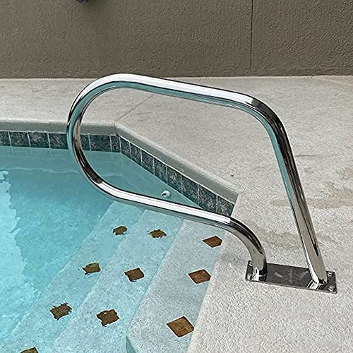 304 Edelstahl Pool Rampe Handlauf mit Schnellinstallation Bodenplatte ideal für Garten Schwimmbad und Whirlpool