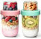 Comsaf Overnight Oats Gläser 2 Pack, Müslibecher to go 500 ml, Joghurtbecher to go mit Doppelschicht-Design, Müsli to go Becher mit Schraubdeckel, Meal Prep Gläser mit Deckel für Yogurt, Porridge