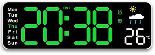 Tomedeks Wanduhr Digital 12 Zoll LED Wanduhr Groß Display Digital Uhr mit Fernbedienung Countdown Einstellbarer Helligkeit Wanduhr mit Uhrzeit/Datum/Temperatur für Wohnzimmer Küche Büro Gym