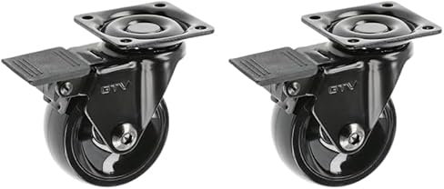GTV - Möbelrollen CALIBRO | Lenkrollen | Rollen für Möbel | mit Bremse | Durchmesser 50 mm | aus Kunststoff und Stahl | Schwarz (Packung mit 2)