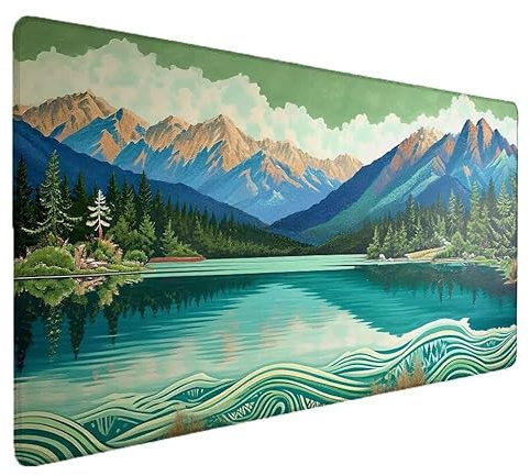 Alfombrilla Ratón XXL 700x300x3mm, Montaña Alfombrilla Ratón Escena Mouse Pad Grande Gaming, Large Mousemat Antideslizante, Tapete Escritorio Bordes Cosidos, para Jugadores PC Material Oficina S-965