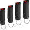 Pfefferspray Schlüsselanhänger, 4 Stück Selbstverteidigung Pfefferspray Schlüsselanhänger Keychain mit Schlüsselring für Damen Männer Kinder, Schwarz