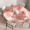 Treer 3D Elastische Tischdecke Rund Abwaschbar, Farbiger Marmor Outdoor Picknick Spanntischdecke Rund Gartentischdecke Round Tischdecke mit Gummizug für Küche, Esszimmer (Rosa,60 cm)