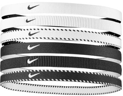 Nike Flex Classic Headbands 6PK Fasce Elastiche per Capelli Sport W/B (6 unità)